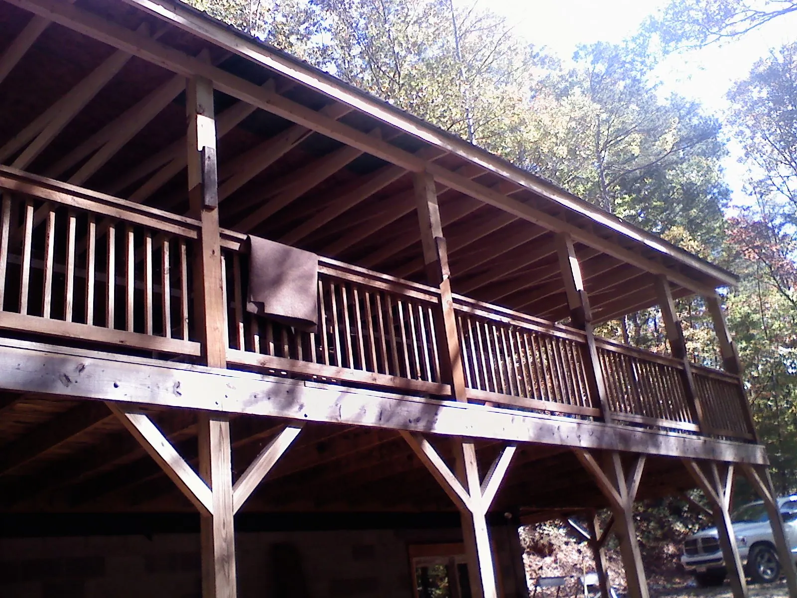 Timber framing under a new elevated porch and deck — Roof Leak Repair in Goochland by Roofing Brothers